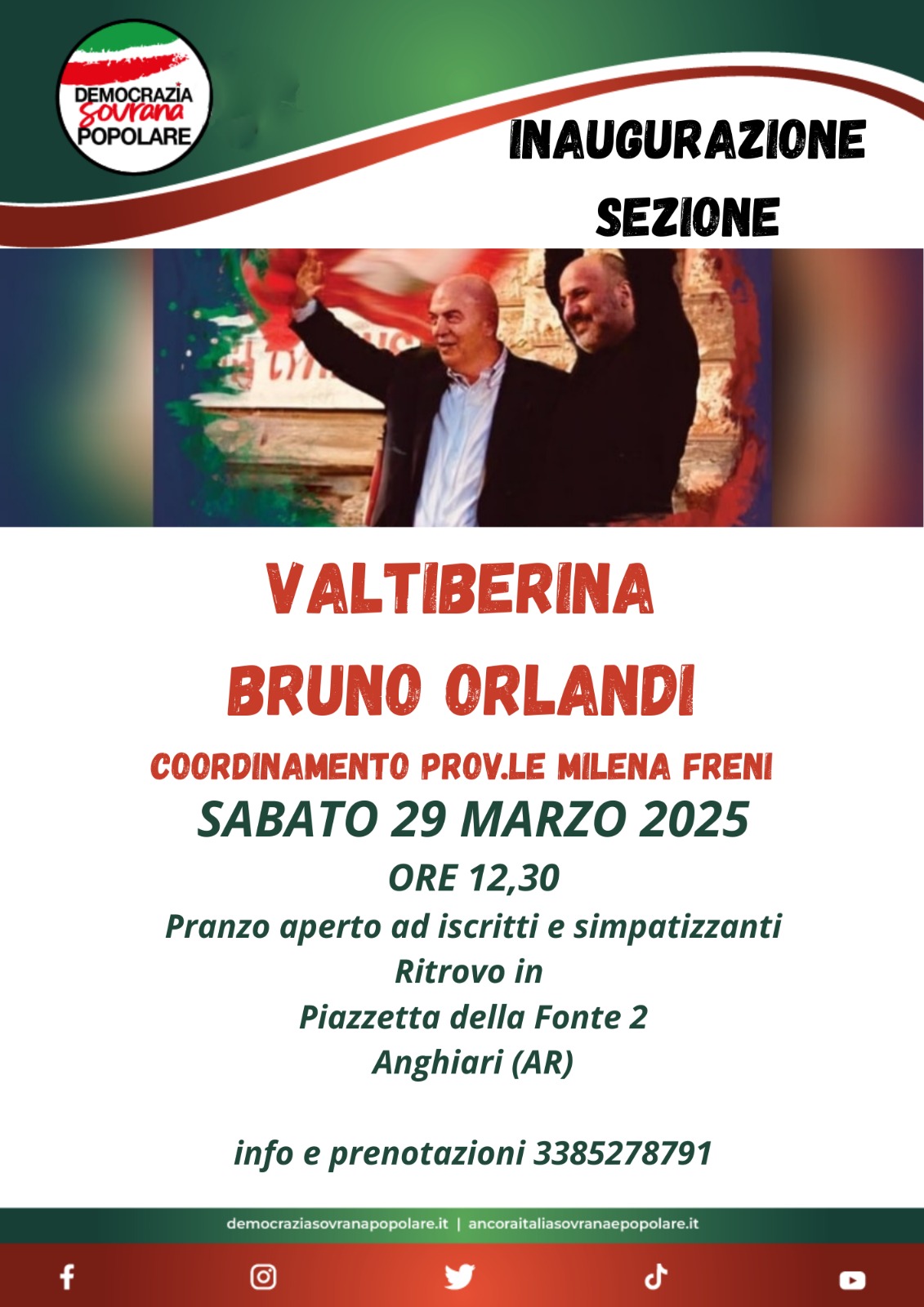 Sabato 29 marzo ore 12:30 - Inaugurazione sezione Valtiberina (AR)